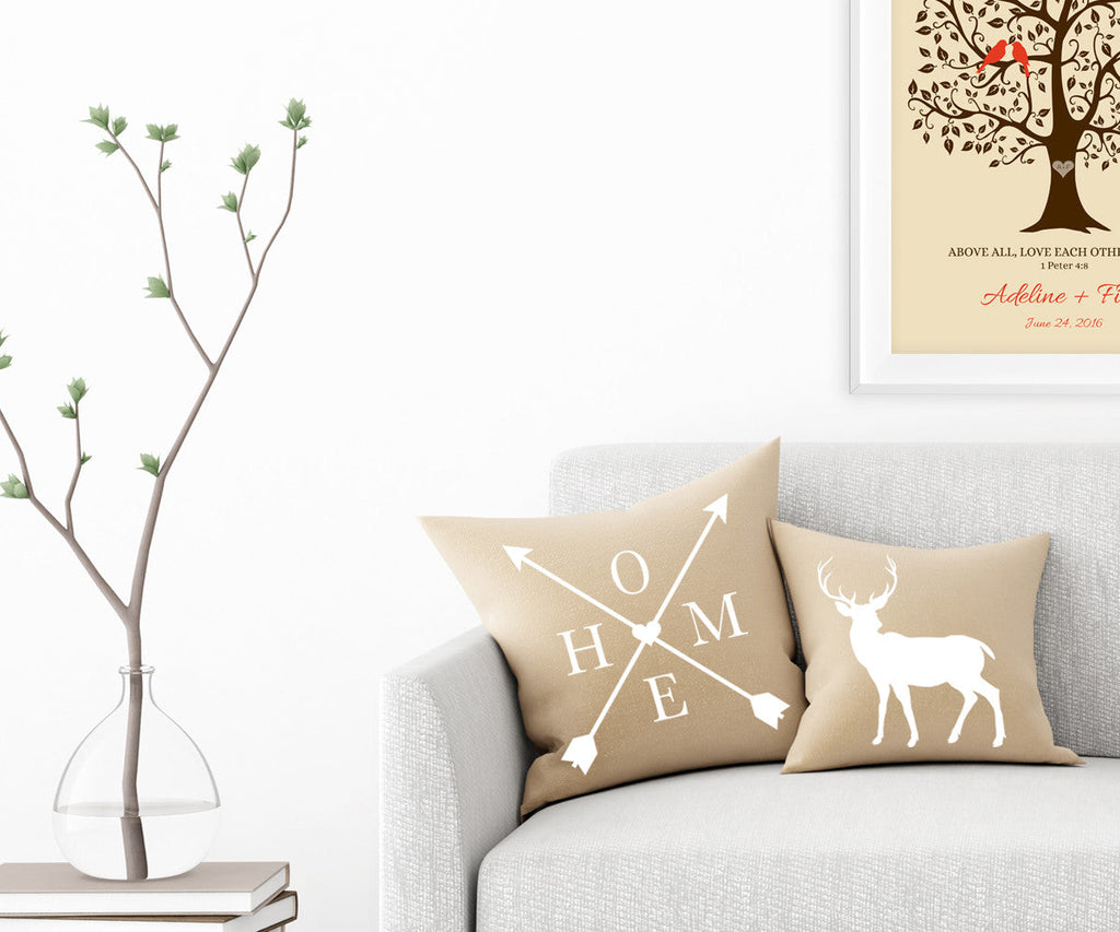 personalized family tree wall art over couch in living room