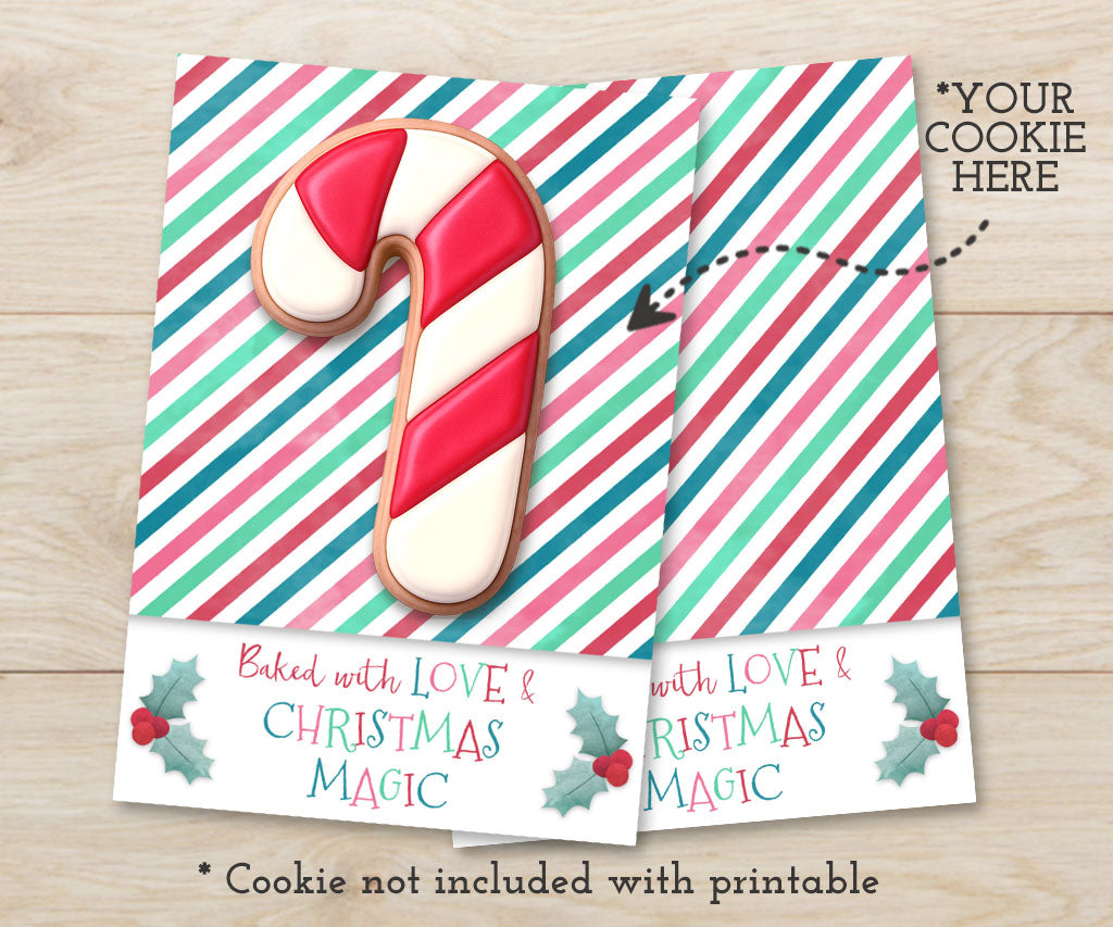 Baked with love and Christmas magic printable cookie cards.