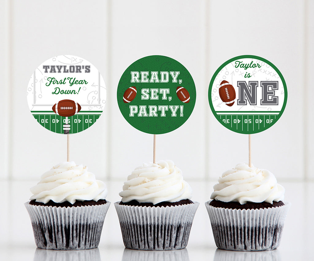 First Year Down Football cupcake toppers.