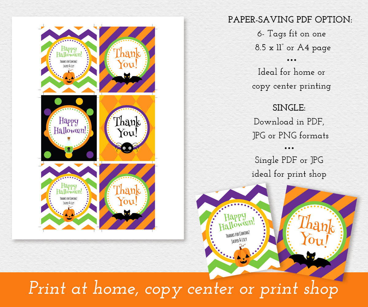 Artful Life Designs Halloween Favor tags template, paper saving option
