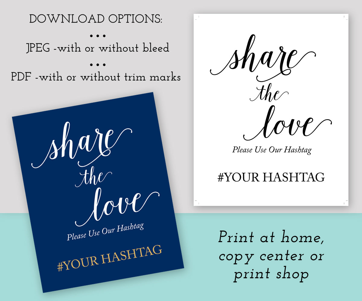 share the love wedding hashtag sign template