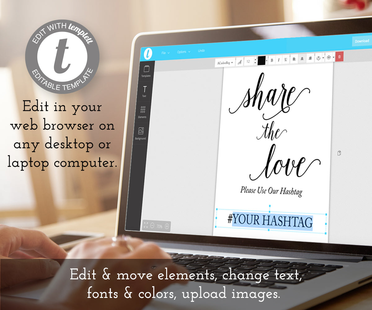 share the love wedding hashtag sign template