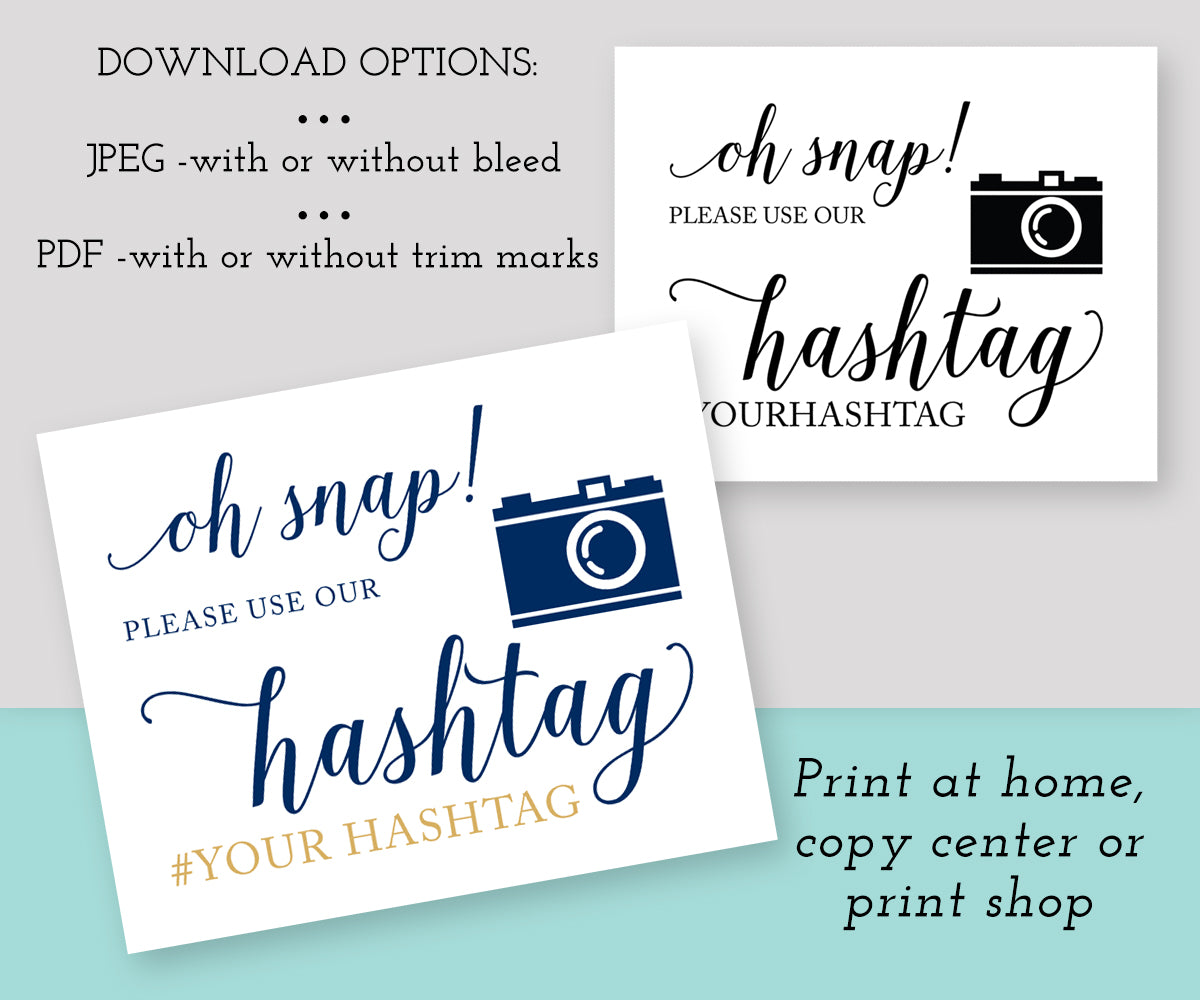 Oh Snap Wedding Hashtag template