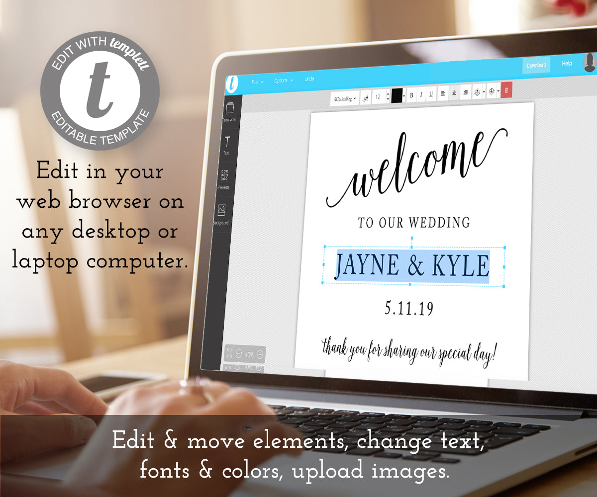 Wedding Welcome Sign Editable Template