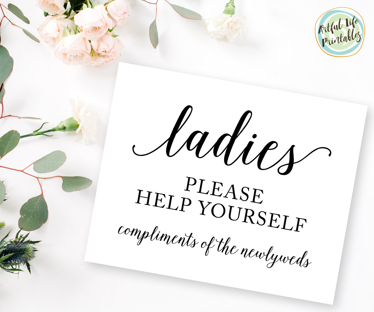 Ladies Bathroom Sign Printable, Wedding bathroom printable