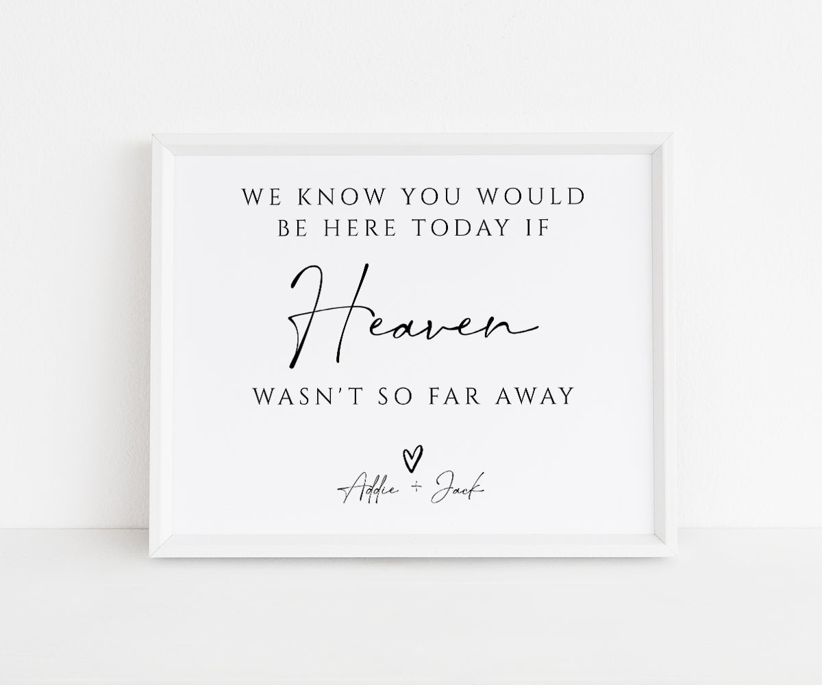 We know you would be here today if Heaven wasn't so far away, Wedding Memorial Sign