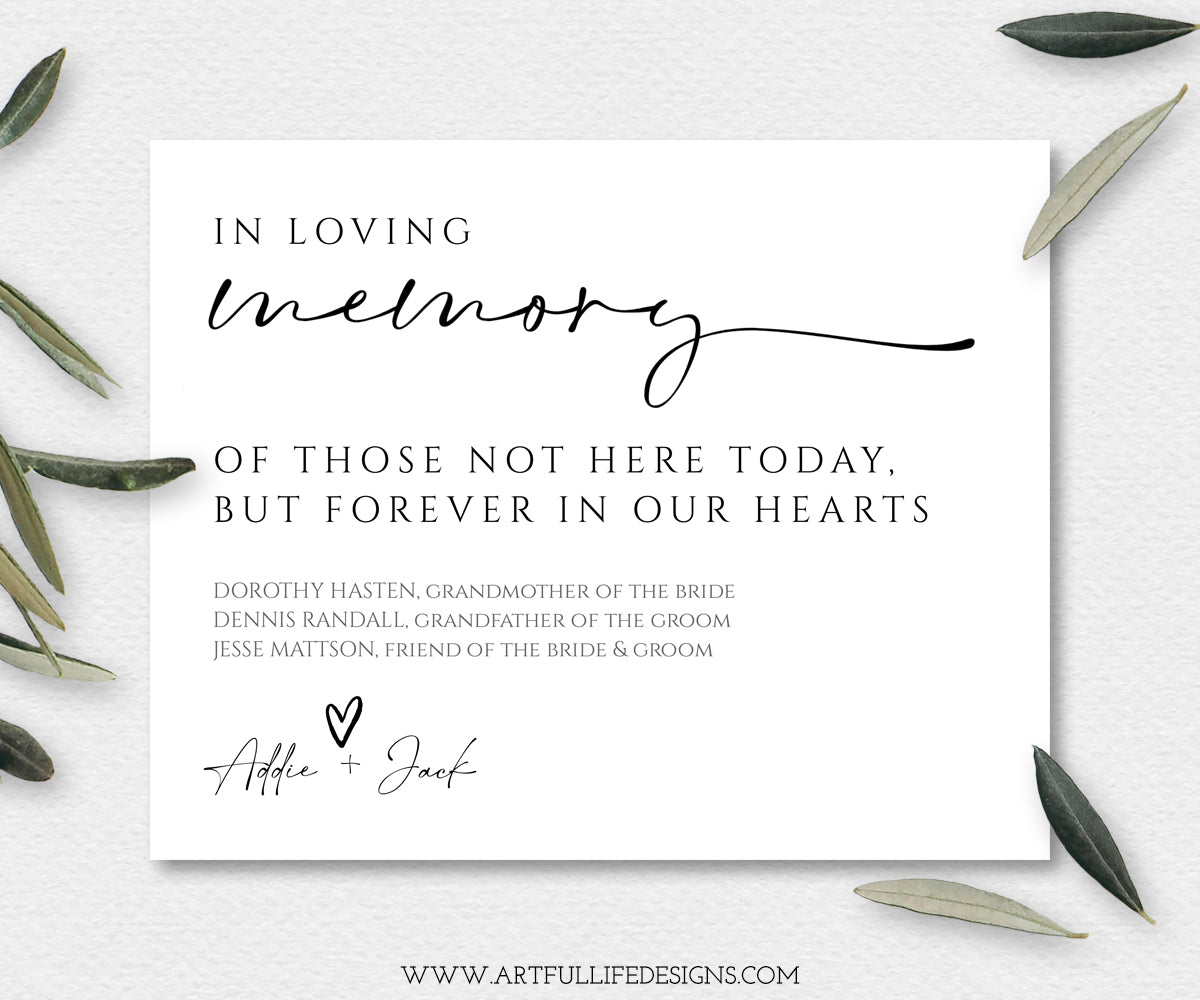 In Loving Memory Wedding Memorial Sign