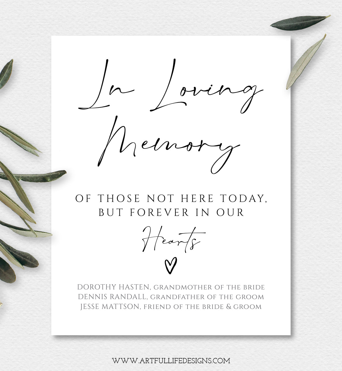 In Loving Memory Wedding Memorial Sign
