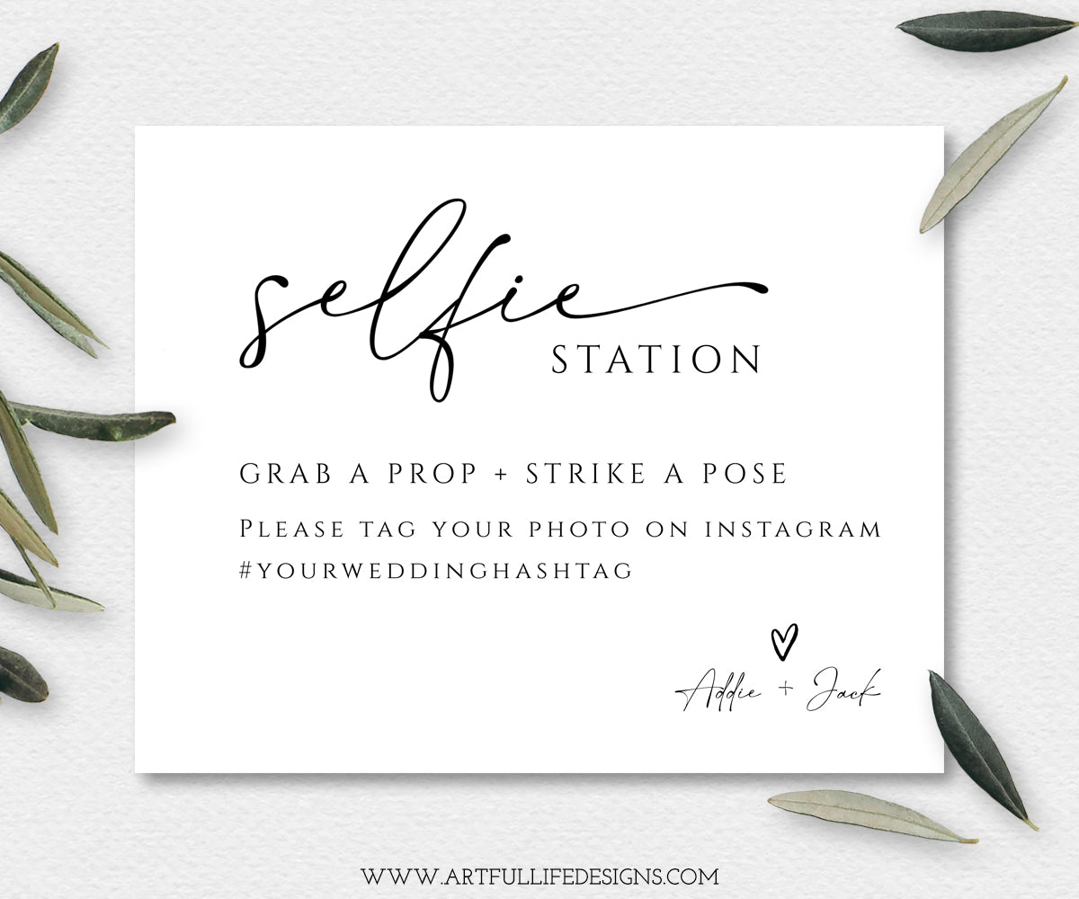 Selfie Station Sign, Grab a prop, strike a pose
