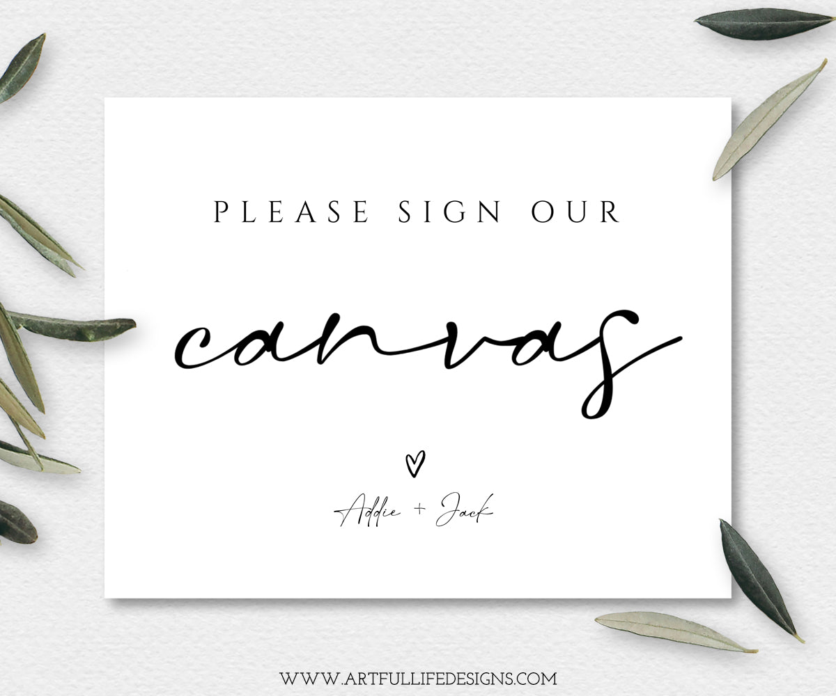 Please Sign Our Canvas Wedding Guestbook sign