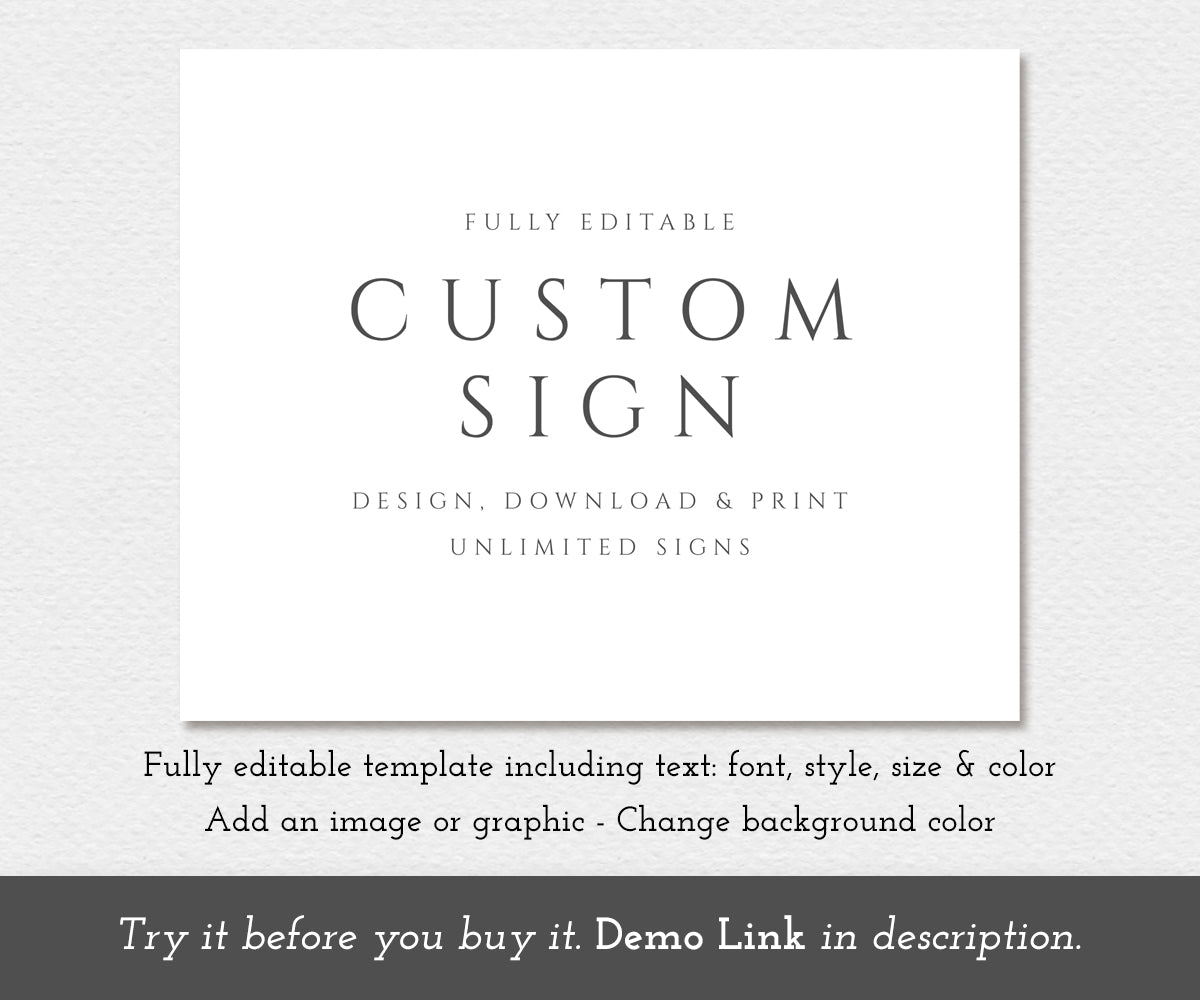 minimalist custom sign template, landscape orientation
