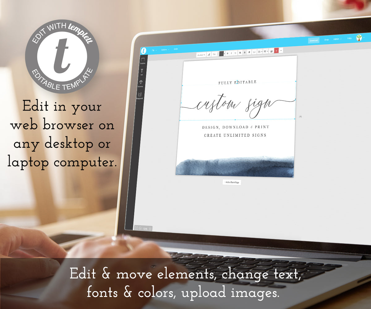 Edit online modern wedding custom sign