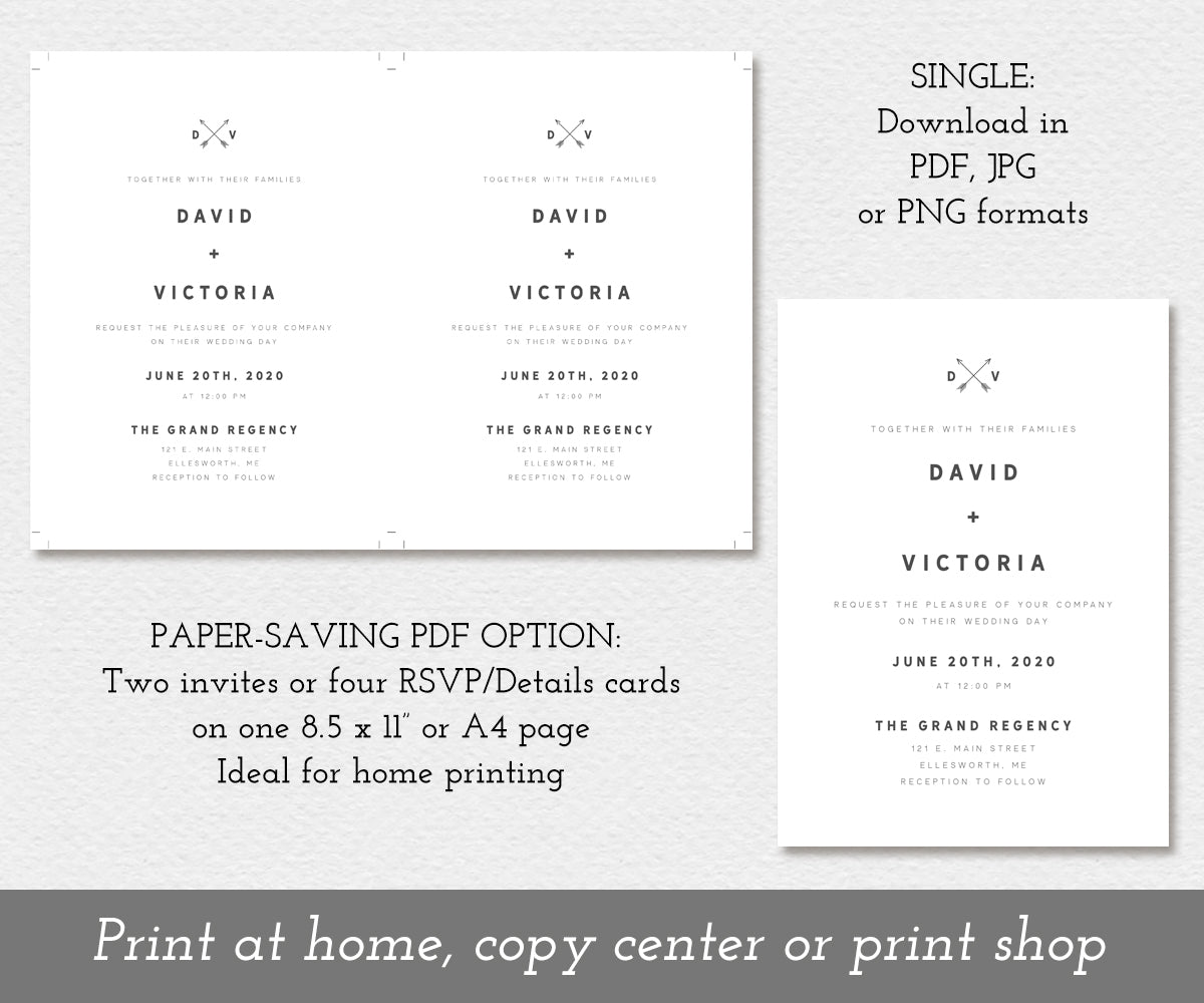 Download options for modern tribal wedding invitation.