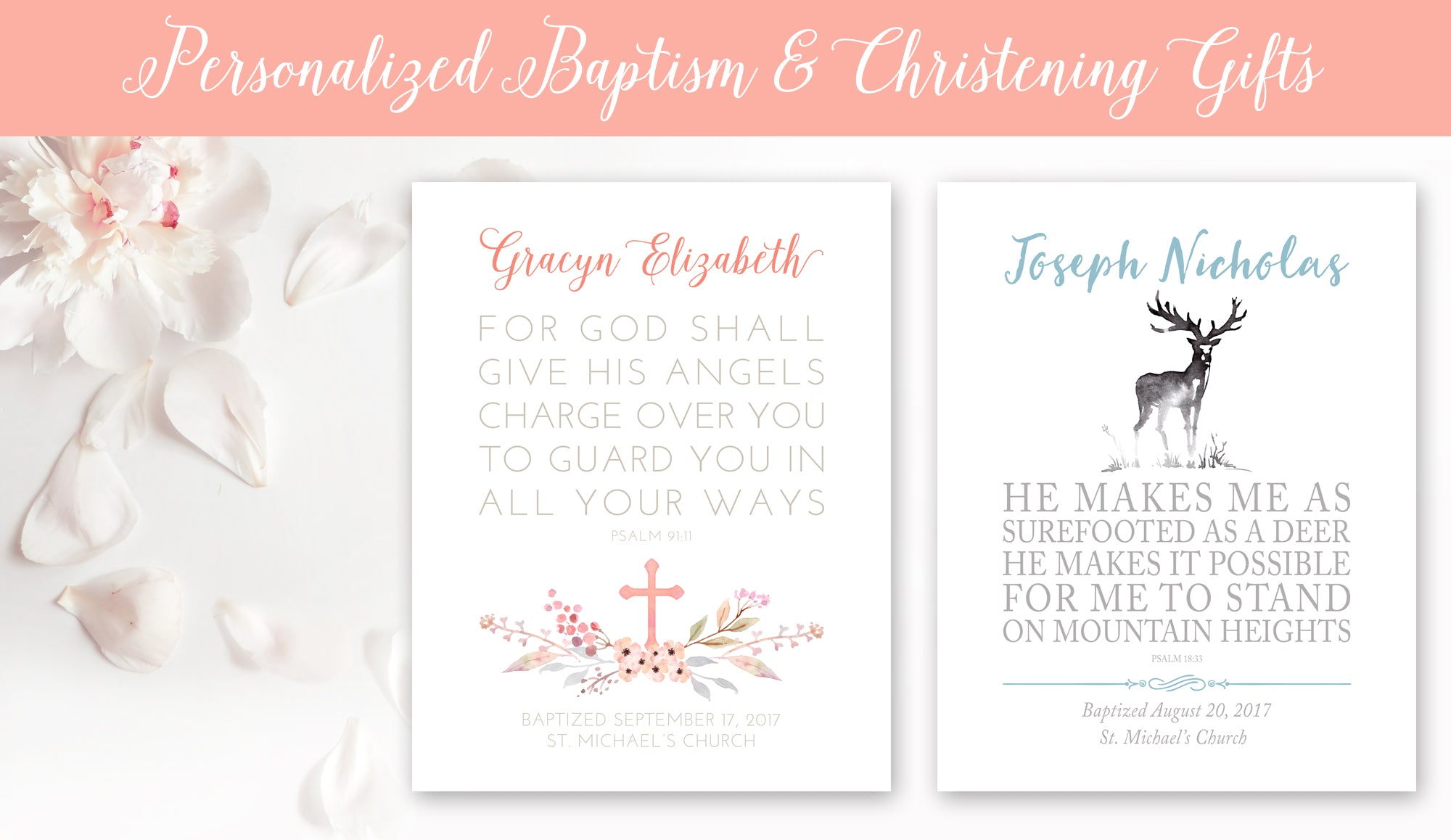 Personalized Baptism & Christening Gifts personalized prints for a girl or boy