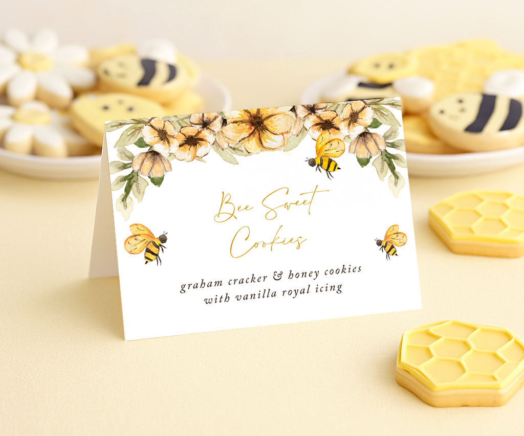 Bee Sweet Cookies food tent card.