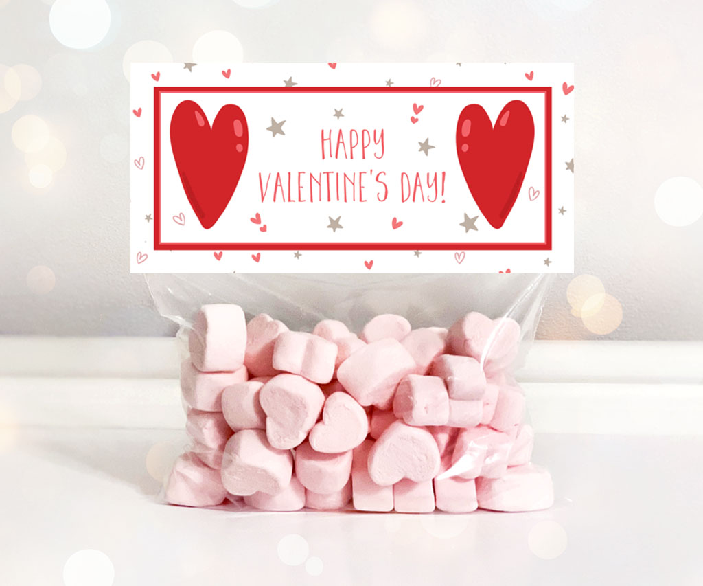 Boho hearts happy valentines day treat bag topper.