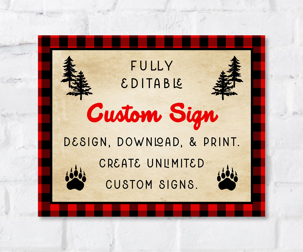 Buffalo plaid 10 x 8 inch landscape custom sign.