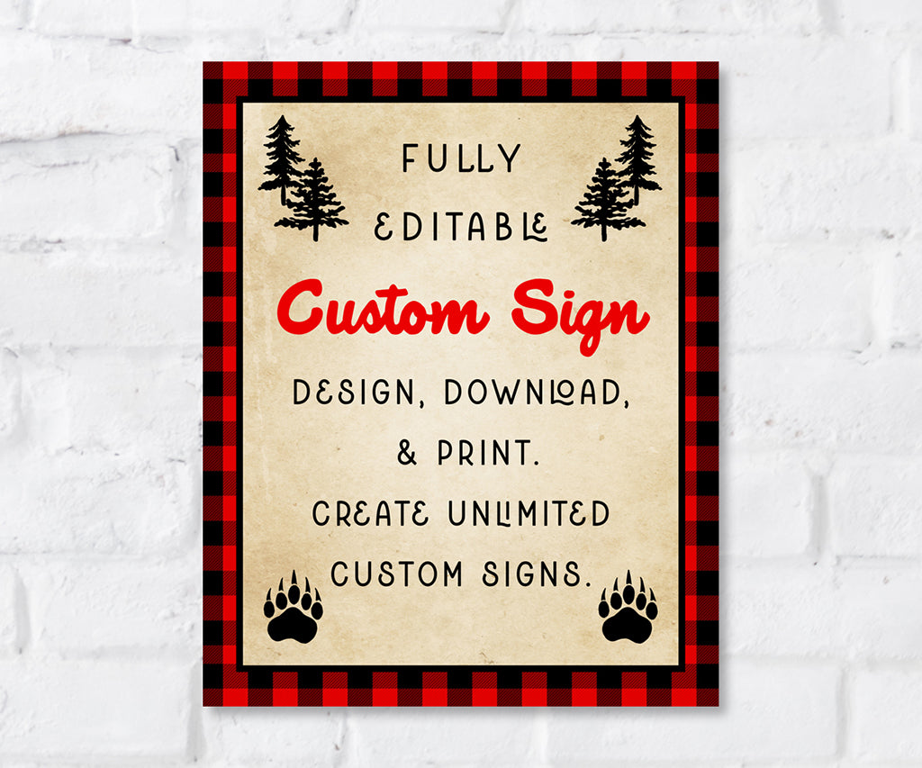 lumberjack red buffalo plaid 8 x 10 inch portrait custom sign