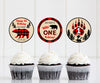 buffalo plaid wild one birthday cupcake toppers with bears and bear paws