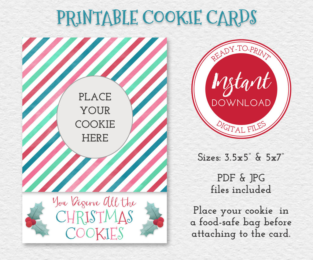 Christmas cookies instant download printable cookie card - you deserve all the cookies.