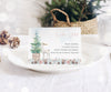 Christmas food tent card with tree, deer and pine cones.