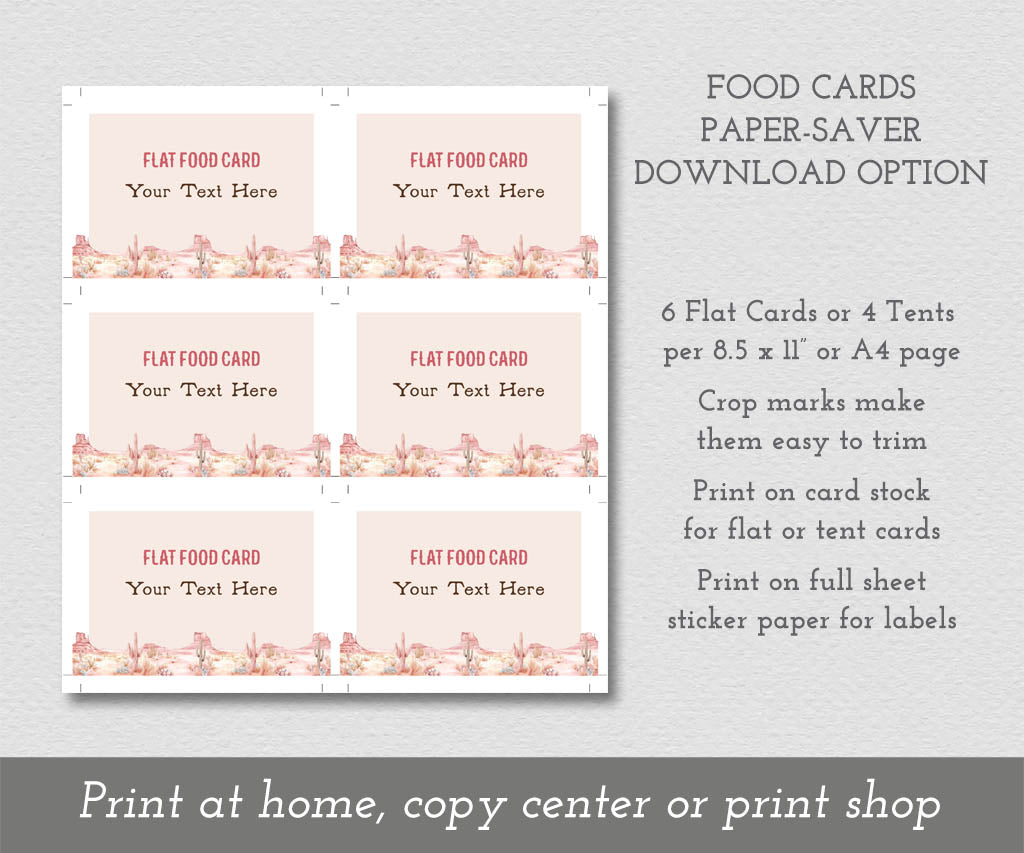 Cowgirl Birthday Food Labels & Tent Cards | Editable Templates