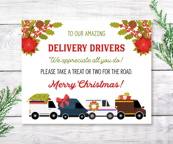 Delivery driver merry christmas snack station sign printable.