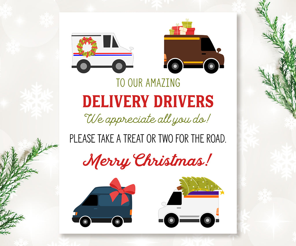 Delivery driver snack statio sign merry christmas printable.