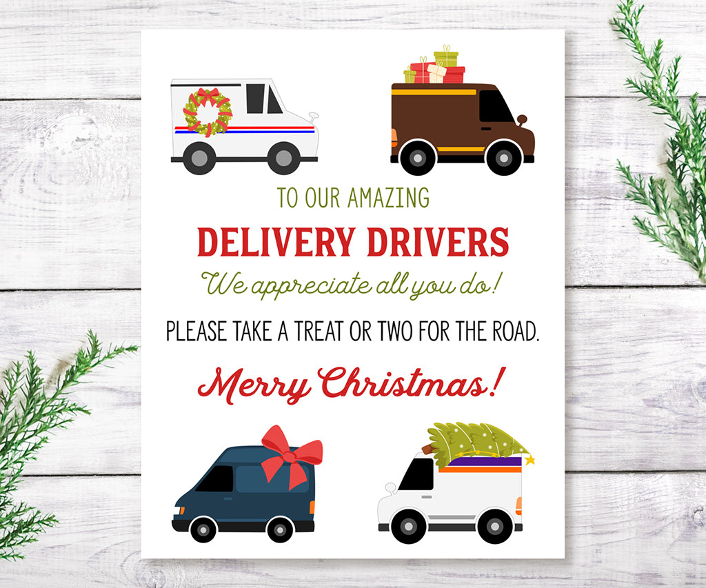 Delivery driver snack station sign printable, 8 x 10 inch portrait.