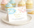 Dessert table food card in pink and blue with gold stars for a baby gender reveal party.