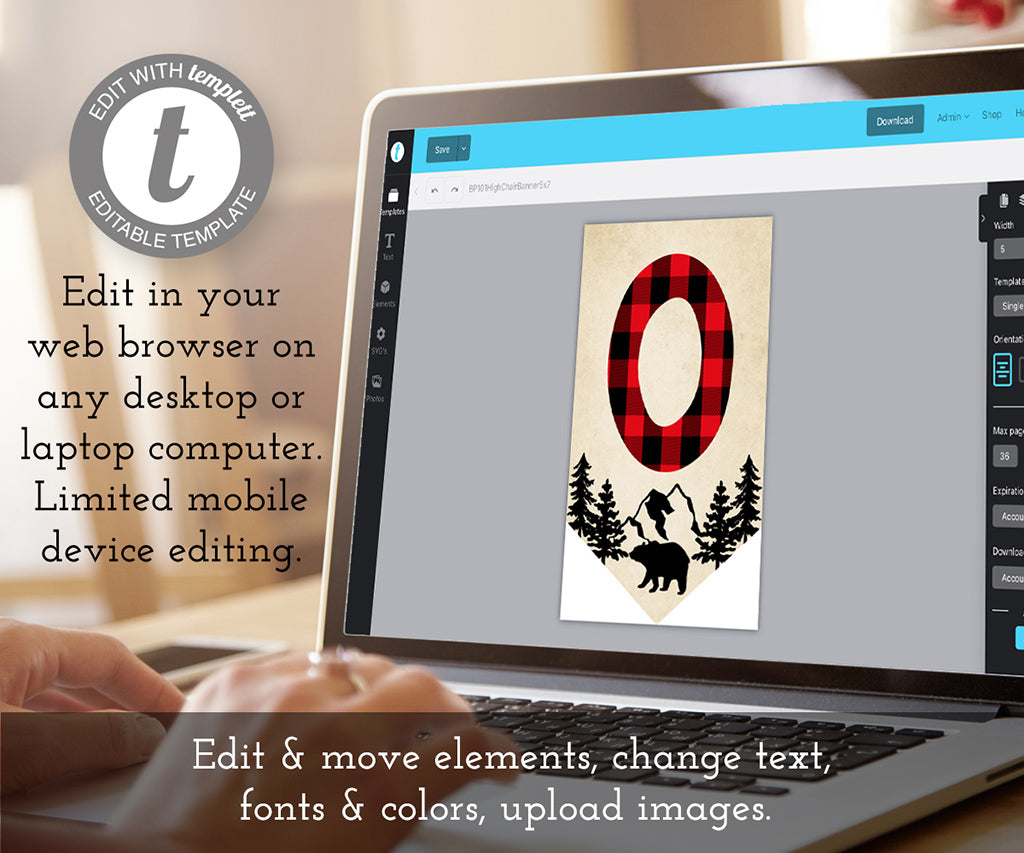 edit online lumberjack buffalo plaid one year highchair first birthday banner template.