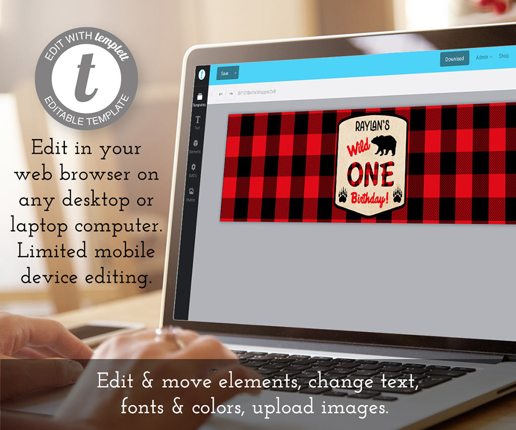 Edit online wild birthday water bottle wrapper template.