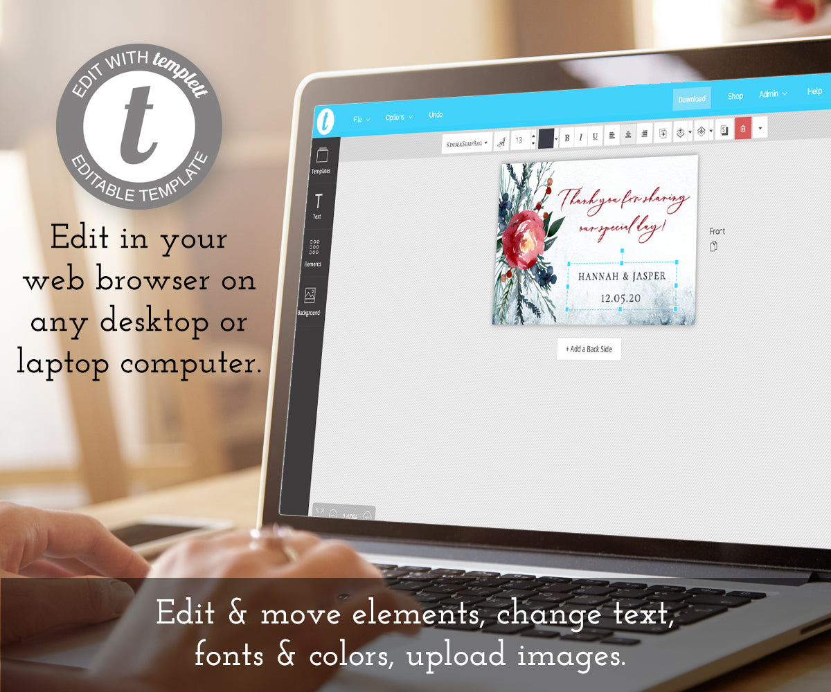 edit wedding favor tag online using templett software
