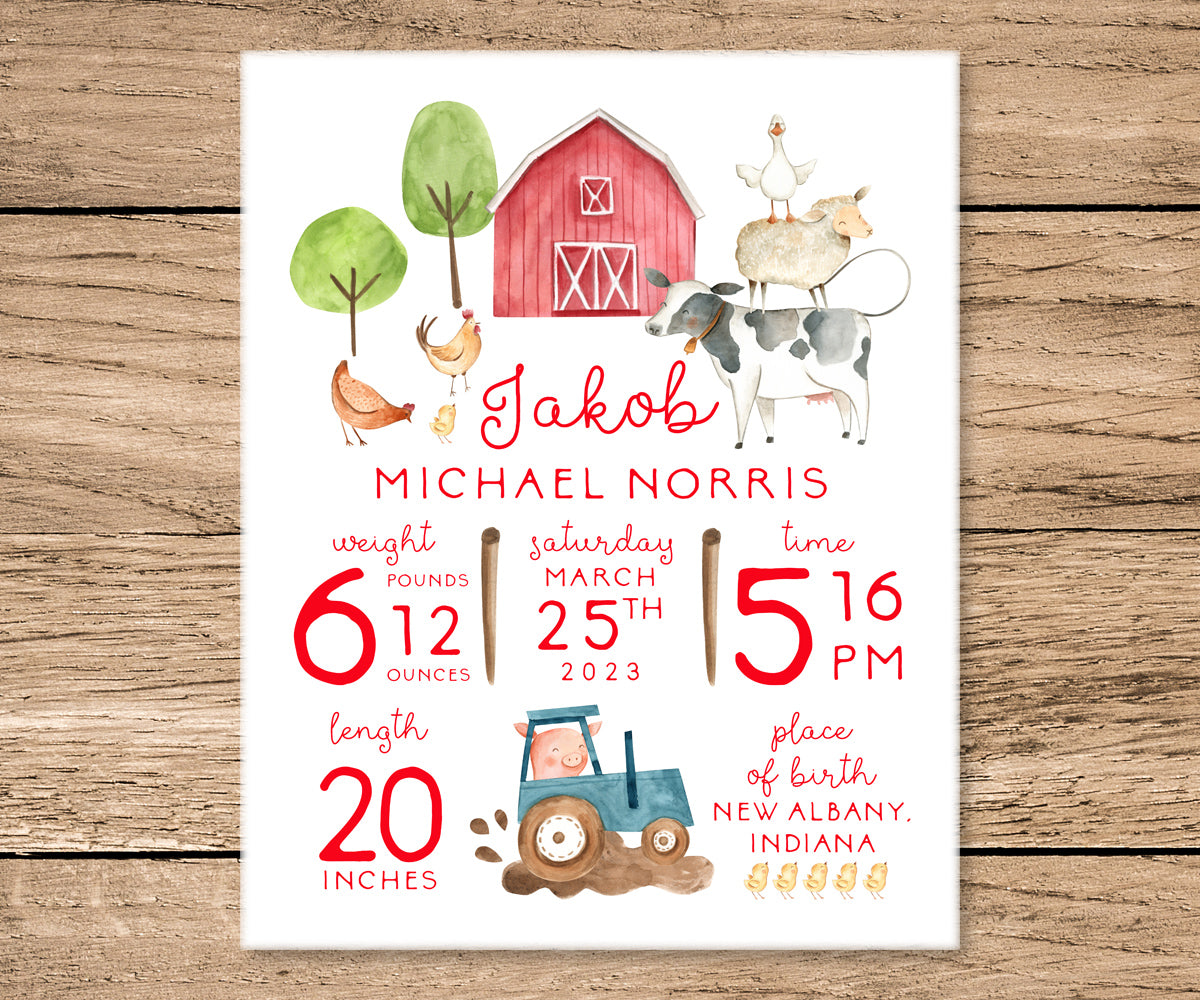 farm birth stats with barnyard animals and birth details