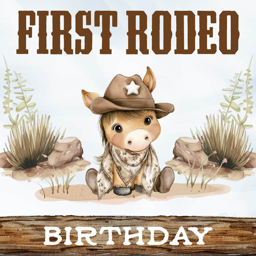 First Rodeo Cowboy birthday collection of templates and printables.