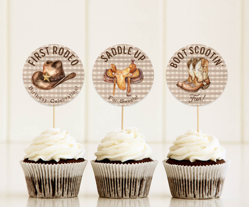 First rodeo birthday cupcake toppers.