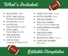 What's included in your football birthday party printables set of templates, invitation, tags, signs and decor.