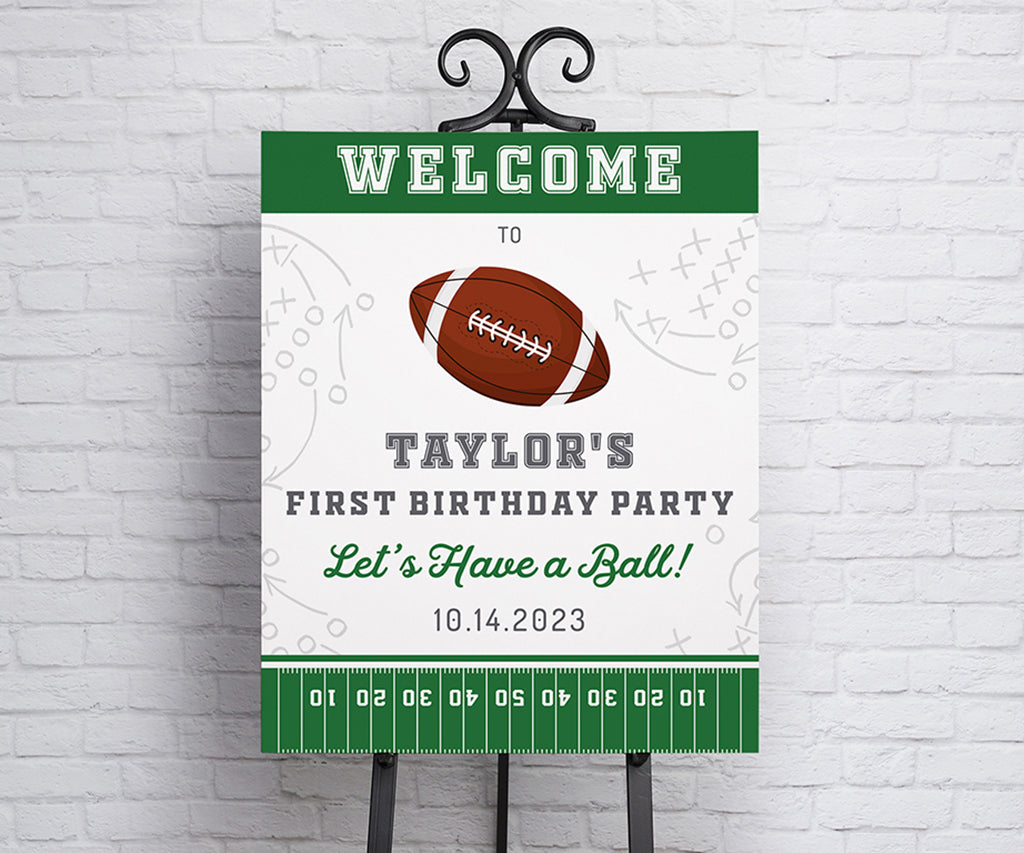 First Birthday Football Welcome Sign.
