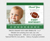 5 x 7 inch football first year birthday photo thank you card editable template.