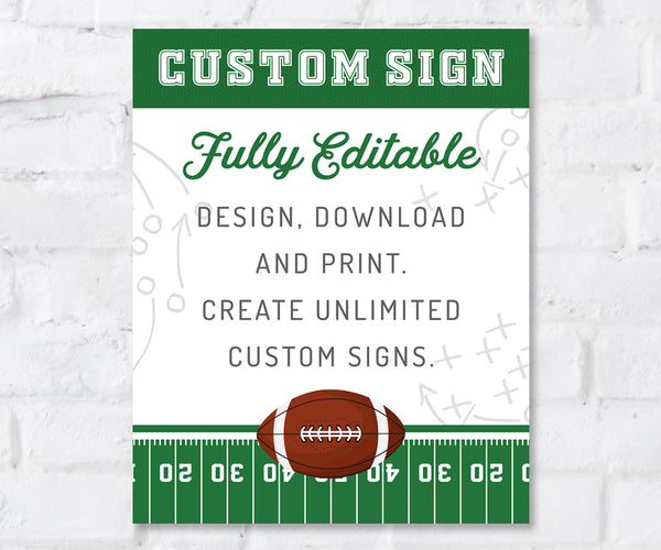 8 x 10 inch football custom party sign