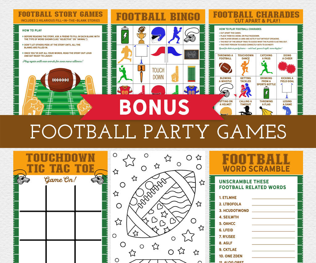Printable football party games.