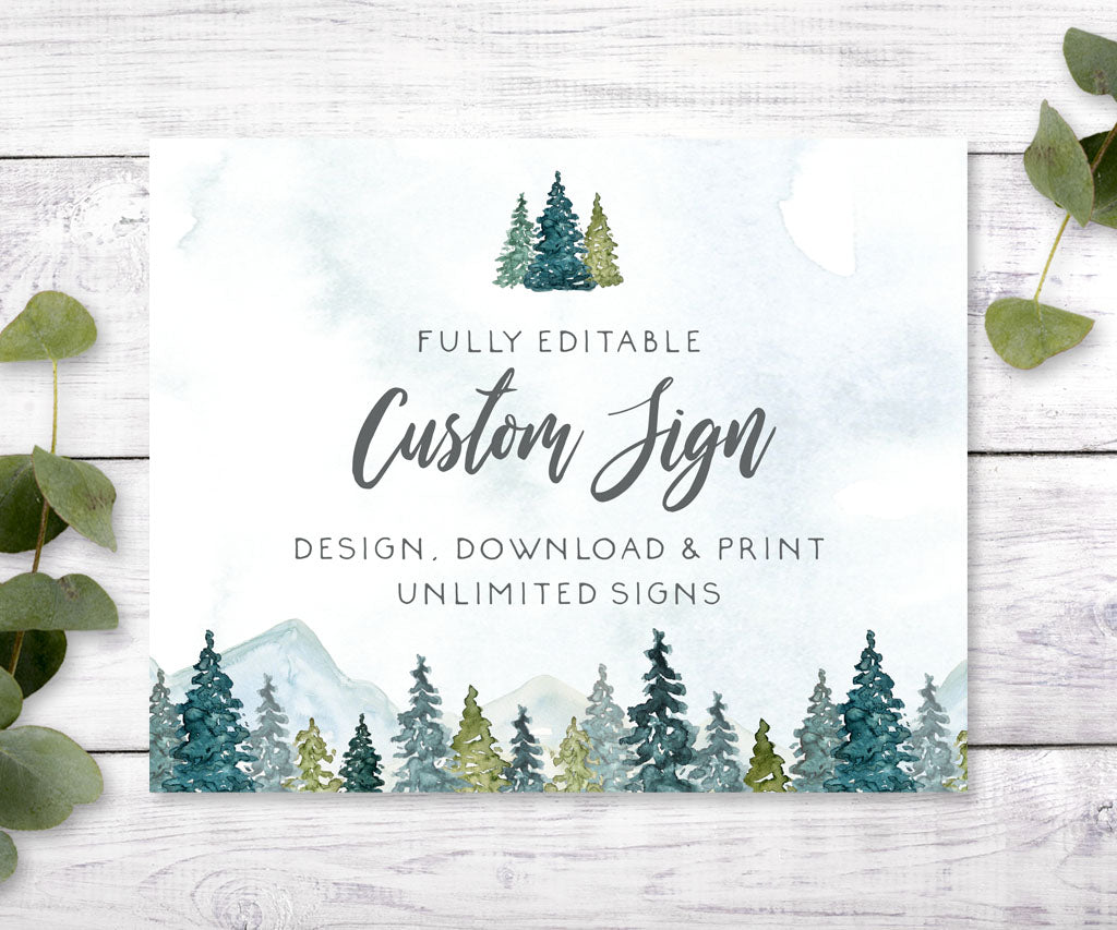 Forest and mountains custom sign 10 x 8" landscape.