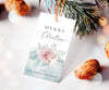 Winter floral Merry Christmas gift tag template.