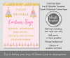 Pink and gold winter birthday party custom sign template with snowflakes and Christmas trees, 8 x 10" portrait.