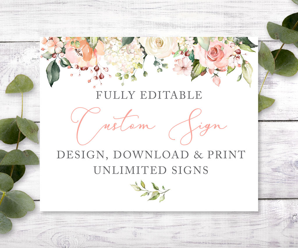 Pink and white floral 10 x 8 inch landscape custom sign.