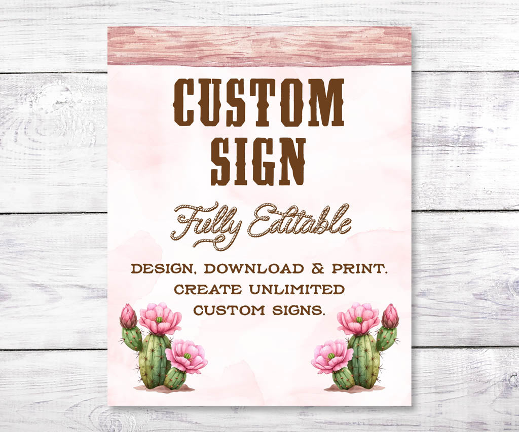 Pink and brown western cowgirl birthday 8x10 custom sign.
