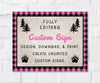 10 x 8" landscape pink buffalo plaid woodland custom sign