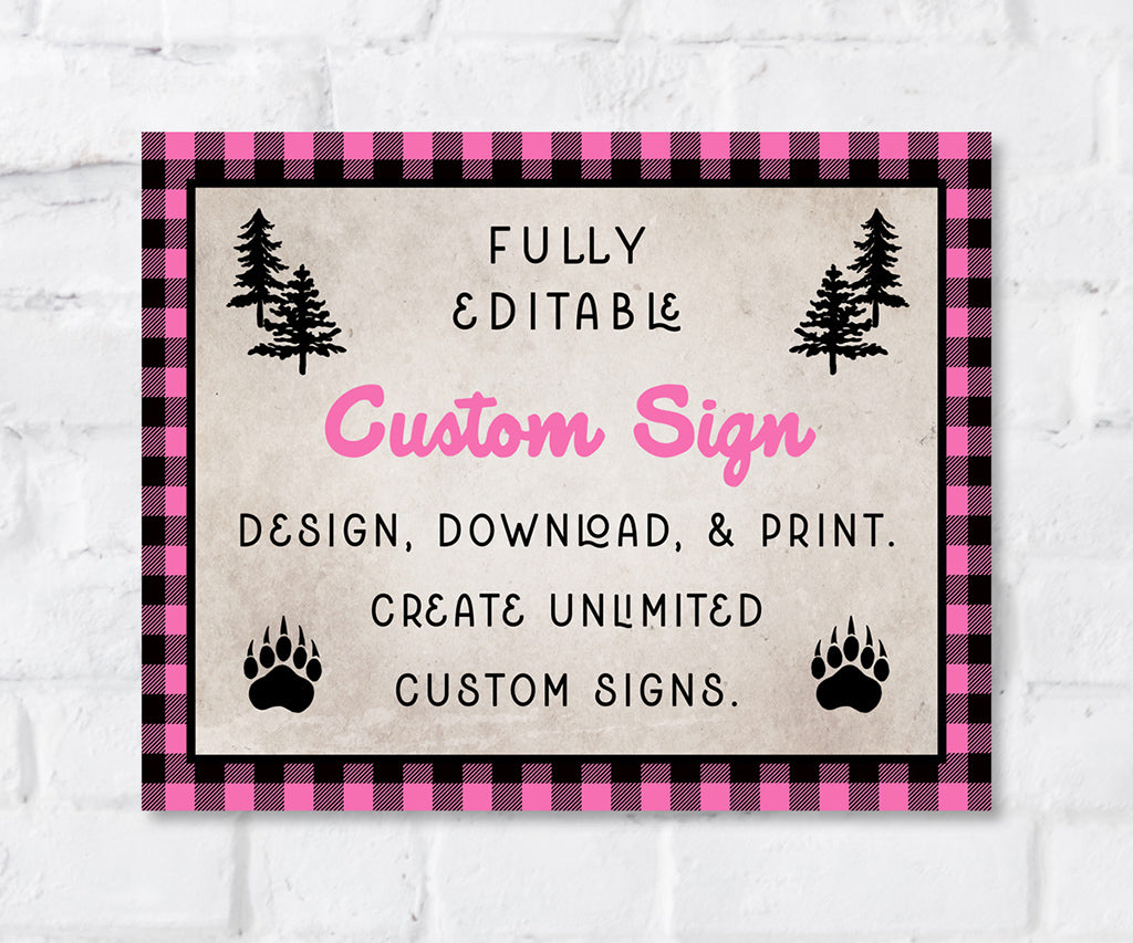 10 x 8" landscape pink buffalo plaid woodland custom sign.