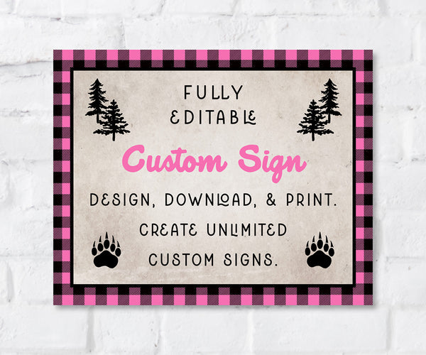 10 x 8" landscape pink buffalo plaid woodland custom sign