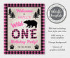 pink plaid wild one 1st birthday welcome sign editable template